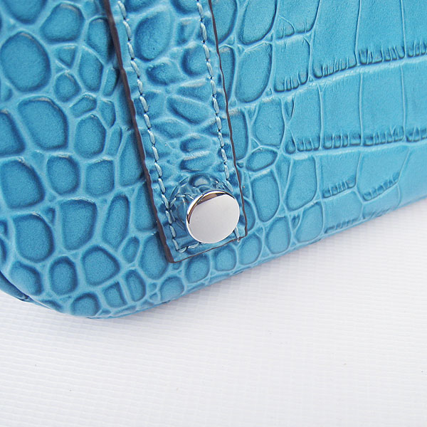 Replica Hermes Birkin 30CM Crocodile Veins Bag Blue 6088 On Sale